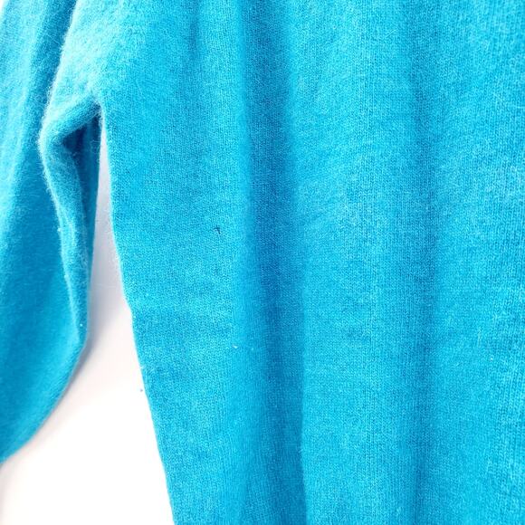 Vintage Petite Dimensions Blue Lambswool Angora Rabit Hair Crewneck Sweater Sz P - Picture 4 of 8
